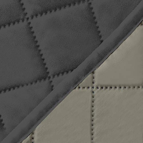 4 Seater Sofa Slipcover Reversible Sofa Cover Water Resistant Couch Cover with Foam Sticks Elastic Straps Furniture Protector for Pets Children Dog Cat (Darkgray/Beige / XX-Large Sofa)