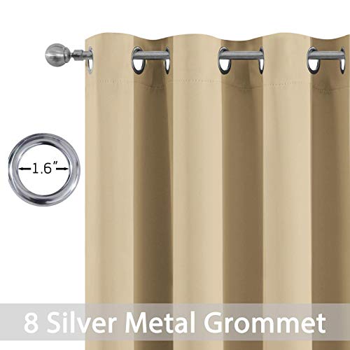 Room Darkening Curtains 52x84 inch Length Beige (Beige / 52"W x 84"L (Pack of 2))