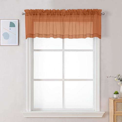 Orange Sheer Valances for Windows (Orange / 42"W x 16"L (Pack of 2))