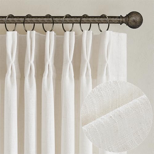 Natural Pinch Pleated Linen Semi Sheer 84 Inch Curtains 2 Panels (Natural / 40"W x 84"L (Pack of 2))