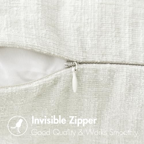 Soft Chenille Throw Pillow Covers White 20x20 Inch Pack of 2 (20" x 20" (Pack of 2) / White)