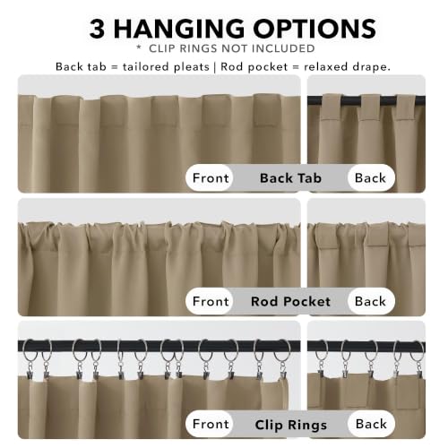 Blackout Curtains for Bedroom (Khaki / 42"W x 54"L (Pack of 2))