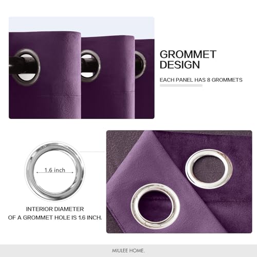 Velvet Curtains Purple 52 x 84 Inch Length Set of 2 (Purple / 52"W x 84"L (Pack of 2))