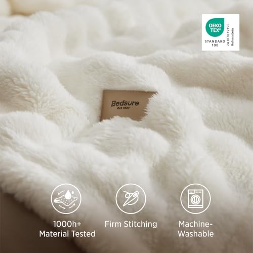 Cloud Bubble Fleece Queen Blanket for Bed (01 Off White / Queen (90" X 90"))