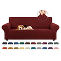 Stretch Couch Covers for Sofa (Dark Red / Large)