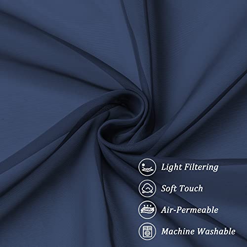 Navy Blue Sheer Curtains 84 Inches Long 2 Panels (Navy Blue / 42"W x 84"L (Pack of 2))