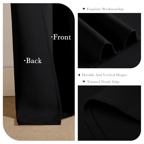 Small Window Curtains 36 inches Long (Black / 42"W x 36"L (Pack of 2))