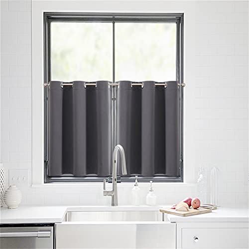 Small Blackout Curtains for Kitchen and Bedroom 36 Inches Long (52"W x 36"L (Pack of 2) / Dark Grey)