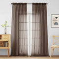 Chocolate Sheer Curtains for Window 96 Inches Long 2 Panels Set (42"W x 96"L (Pack of 2) / Chocolate)