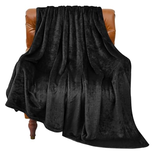 Fleece Blanket Soft Plush Throw for Couch Black 50"x70" (Black / Throw XL(50"x70"))