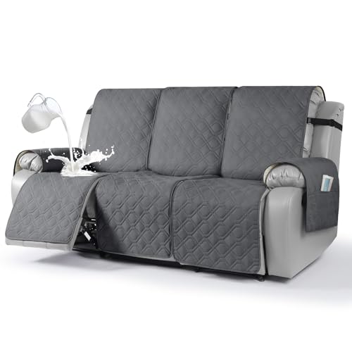 Waterproof Recliner Couch Covers Washable (Dark Gray / 3 Seater)