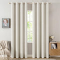 100% Blackout Linen Curtains for Bedroom 52x84 Inches Linen Beige (Linen Beige / 52"W x 84"L (Pack of 2))