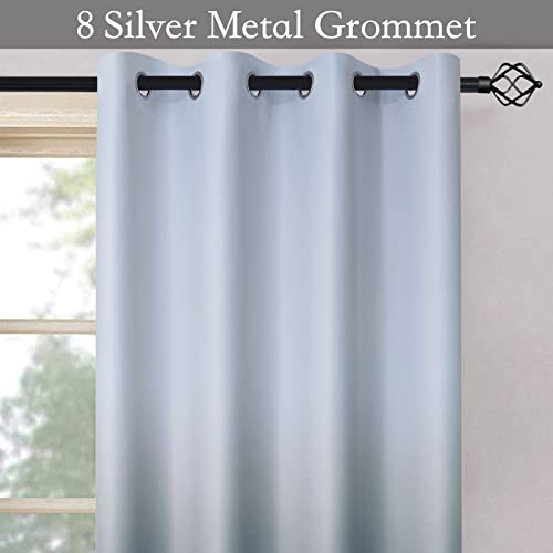 Ombre Gradient Navy Blue White to Gray Bedroom Curtains (52"W x 84"L (Pack of 2) / Navy Blue and White)