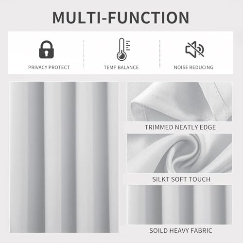 White Curtains 95 Inches Long 1 Panel (Greyish White / 70"W x 95"L (Pack of 1))