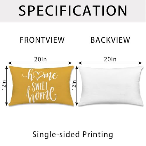 Throw Pillow Covers 12x20 (Yellow / 20" x 12" (Pack of 4))