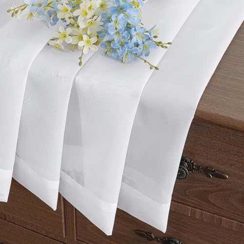 White Small Sheer Curtains 2 Panels Set (42"W x 24"L (Pack of 2) / White)