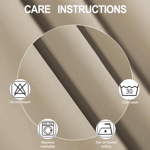Blackout Curtains 52 x 84 inches Long Khaki Curtains Set of 2 Panels Thermal Insulated Room Darkening Curtains for Bedroom (Khaki / 52"W x 84"L (Pack of 2))