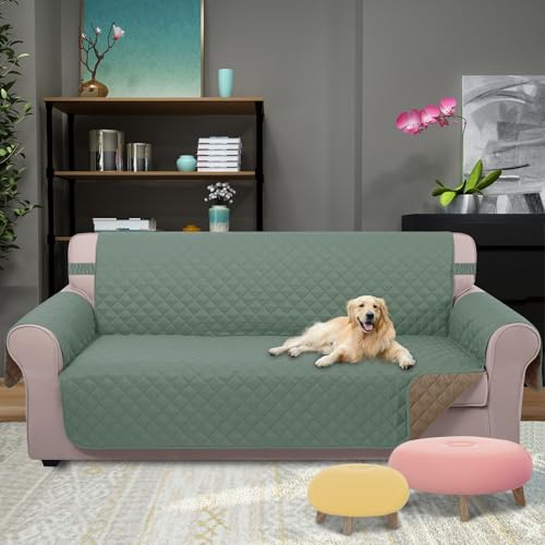 Large Sofa Cover Reversible Couch Cover (Greyish Green/Taupe / 78"sofa Xl - Xl Large)