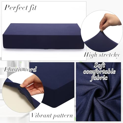 4 Pcs Stretch Cushion Covers (Navy Blue / Back Cover)