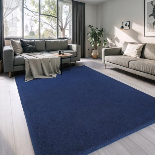 4x6 Area Rugs for Living Room Non Slip Dorm Bedroom Rug (4' x 6' (Rectangular) / Navy Blue)