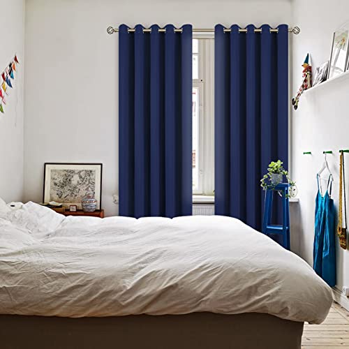 Navy Blue Blackout Curtains for Living Room 84 Inch Long (Navy / 70"W x 84"L (Pack of 2))