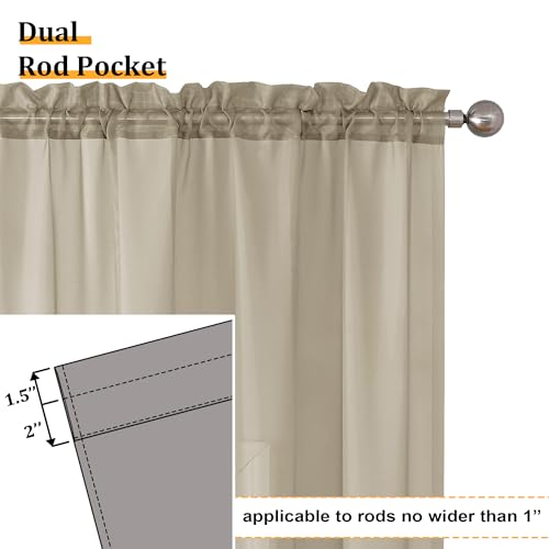 Taupe Sheer Curtains 90 Inches Long 2 Panels Set (42"W x 90"L (Pack of 2) / Taupe)