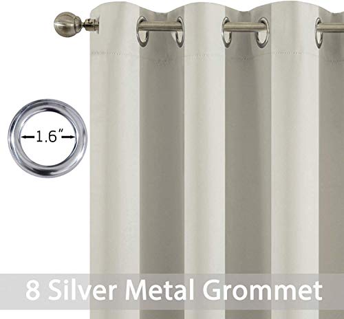 Room Darkening Curtains 52x108 inch Length Light Beige (Light Beige / 52"W x 108"L (Pack of 2))