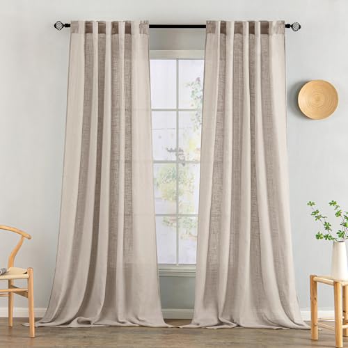 Natural Linen Curtains 52x108 Inch 2 Panels for Bedroom Living Room (52"W x 108"L (Pack of 2) / Natural)