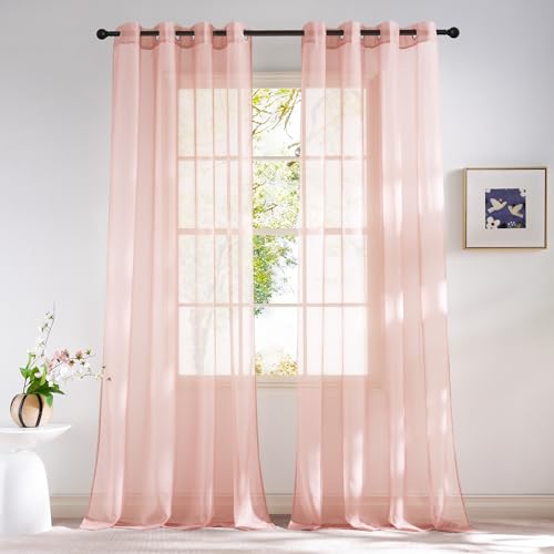 Light Pink Sheer Curtains 96 inches Long (Light Pink / 54"W x 96"L (Pack of 2))