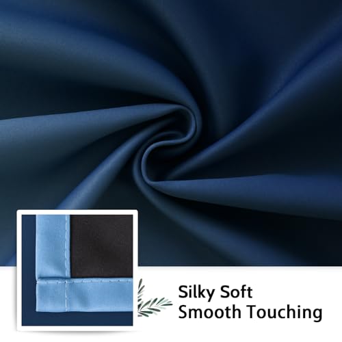 100% Blackout Ombre Bedroom Curtains Blue and Greyish White (52"W x 63"L (Pack of 2) / Blue White)