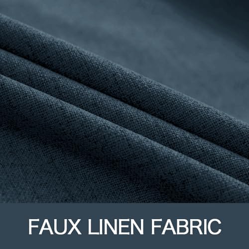 100% Blackout Linen Curtains for Bedroom 52x54 Inches Navy (Navy / 52"W x 54"L (Pack of 2))