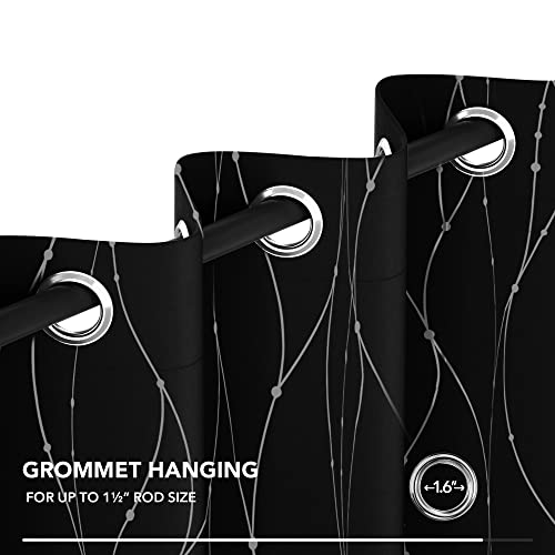 Living Room Curtains 45 Inches Long (Black/Wave Dots / 42"W x 45"L (Pack of 2))