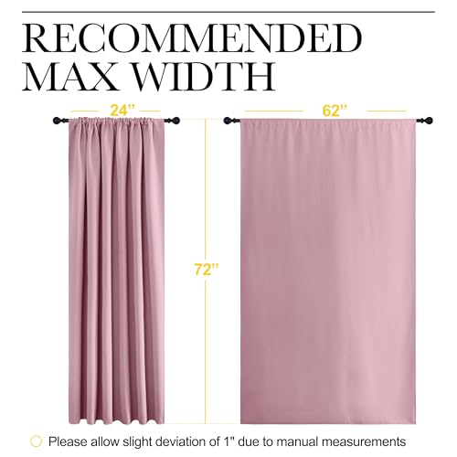 2 Panels Blackout Curtains (Rouge Pink / 62"W x 72"L (Pack of 2))
