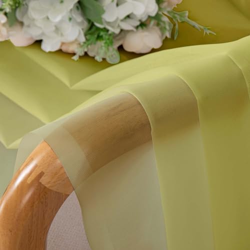 Lemon Short Sheer Curtains 45 Inch Length for Small Windows (Lemon / 42"W x 45"L (Pack of 2))