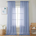 Sheer Curtains 108 Inch Length 2 Panels Set (Denim Blue / 42"W x 108"L (Pack of 2))
