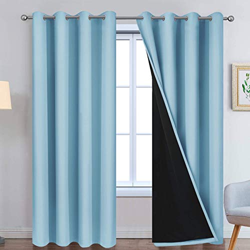 Sky Blue 100% Blackout Curtains 84 Inches Long 52" Wide 2 Panel (52"W x 84"L (Pack of 2) / Sky Blue)
