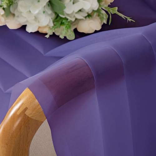 Sheer Curtains 63 Inch Length 2 Panels (Purple / 42"W x 63"L (Pack of 2))