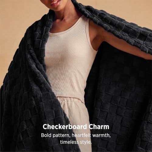 Checkered Soft Cozy Twin Blanket for Bed (Black / Twin (60" X 80"))