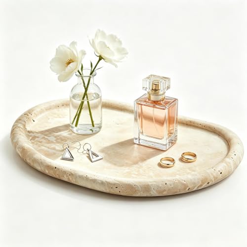 Natural Travertine Tray (Beige / 10.2" x 7.1" x 0.6")