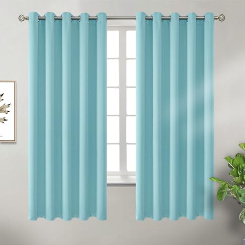 Baby Blue Blackout Curtains for Bedroom 63 Inch Long (Baby Blue / 70"W x 63"L (Pack of 2))