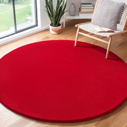 Red Round Area Rug 5ft Washable Circle Rugs for Bedroom Living Room (5' (Round) / Red)