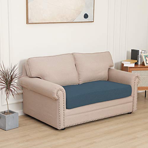 Stretch 1 Piece Loveseat Couch Cushion Cover for Sofa (Medium / Bluestone)