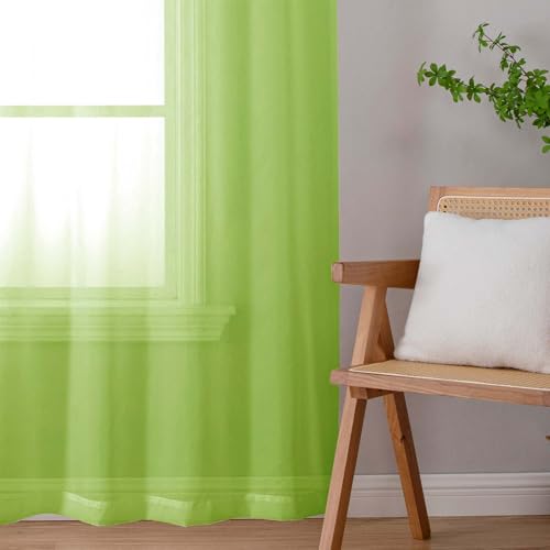 Lime Sheer Curtains 63 Inch Length 2 Pcs (Lime / 42"W x 63"L (Pack of 2))