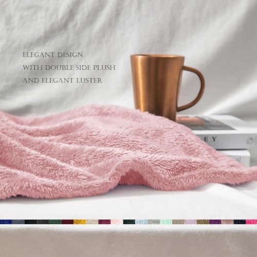 Fuzzy Large Fleece Throw Blanket for Couch (Dusty Pink / 50x70 IN)