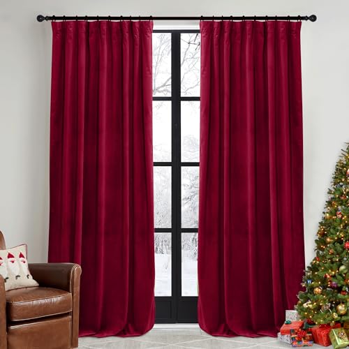 Red Velvet Blackout Curtains 84 inches for Bedroom Living Room (Red / 52"W x 84"L (Pack of 2))