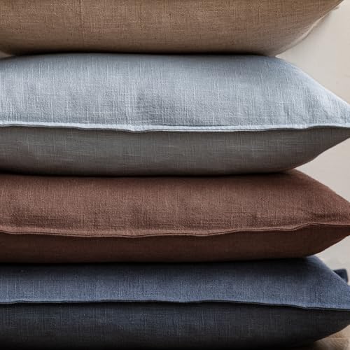 Linen Solid Decorative Throw Pillow Covers 20x20 Inch Rust Red (20" x 20" (Pack of 2) / Autumn Glaze)