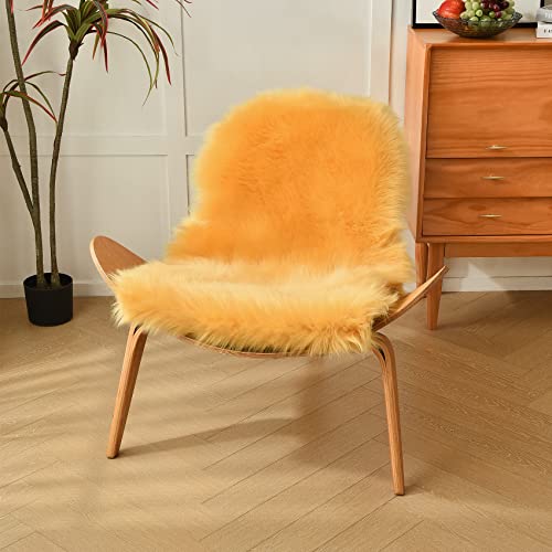 Yellow Faux Sheepskin Rug 2x3 ft (Yellow / 2' x 3' (Oval))