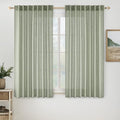 Sage Linen Curtains 52x63 Inch Long 2 Panels of Green Window Drapes (Sage / 52"W x 63"L (Pack of 2))