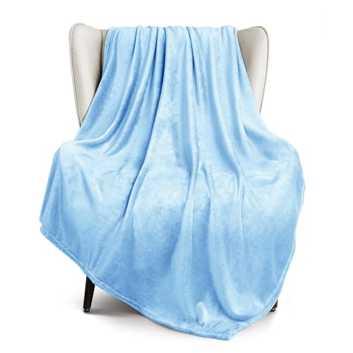 Soft Fleece Throw Blanket for Couch (Ice Blue / Throw (50" x 60"))