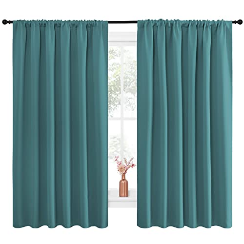 Blackout Curtains for Bedroom (Sea Teal / 70"W x 63"L (Pack of 2))
